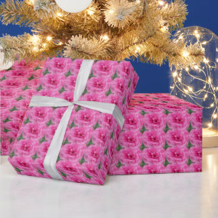 Pink Garden Rose Wrapping Paper