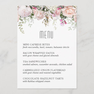 Pink Garden Roses Luncheon or Shower Menu