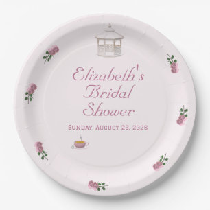 Pink Garden Tea-Party Bridal Shower Paper Plate
