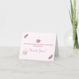 Pink Garden Tea-Party Bridal Shower Thank You Card