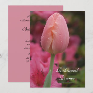 Pink Garden Tulip Wedding Rehearsal Dinner Invite