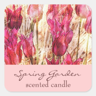 pink garden tulips - scented candle or soap label