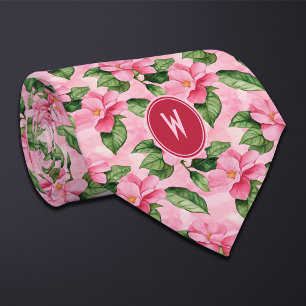 Pink Gardenias Floral Tie