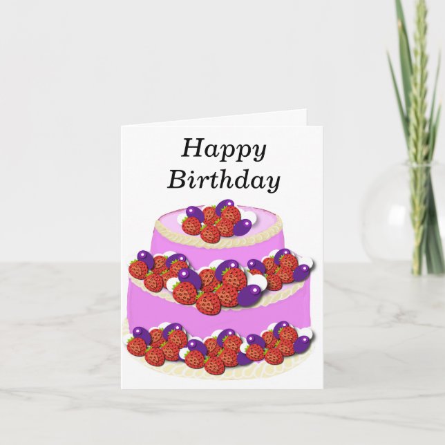 Pink Gateaux editable Birthday  Card (Front)