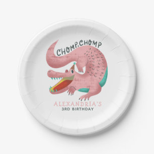 Pink Gator Girls Birthday Party Paper Plate