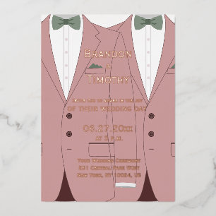 Pink Gay Wedding Invites Real Rose Gold Foil