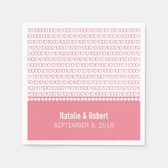 Pink Geek Chic Binary Code Paper Napkins (Front)