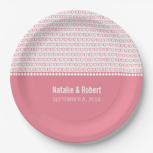 Pink Geek Chic Binary Code Paper Plates