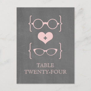 Pink Geeky Glasses Chalkboard Table Postcard
