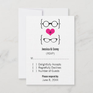 Pink Geeky Glasses Response Card