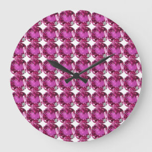 Pink Gem Pattern Large Clock