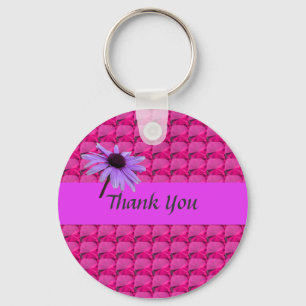 pink gem stones and daisy flower thank you key ring