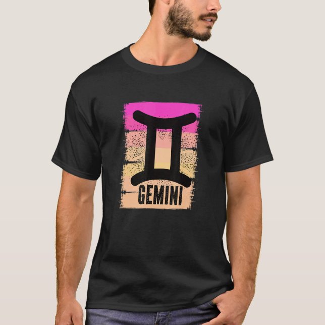 Pink Gemini Symbol June Birthday Born In May Zodia T-Shirt (Front)