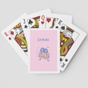Pink Gemini, zodiac, star sign print Playing Cards