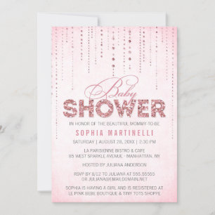 Pink Gems & Glitter Baby Shower Invitation