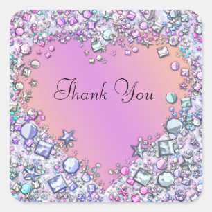 Pink Gemstones Thank You Sticker Sheet