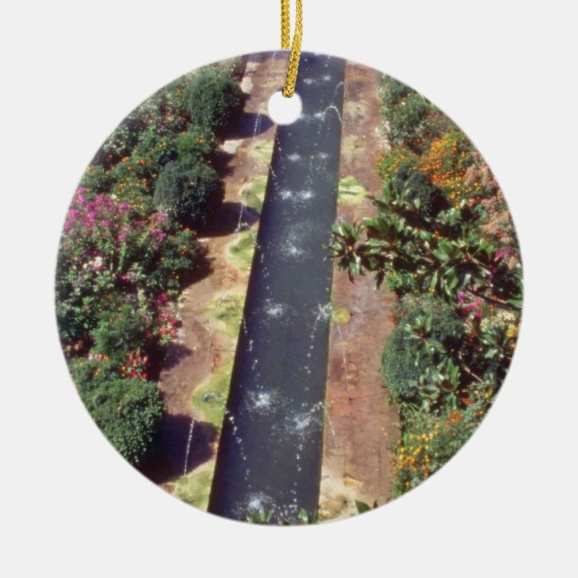 Pink Generalife, The Alhambra, Granada, Spain flow Ceramic Tree Decoration (Front)