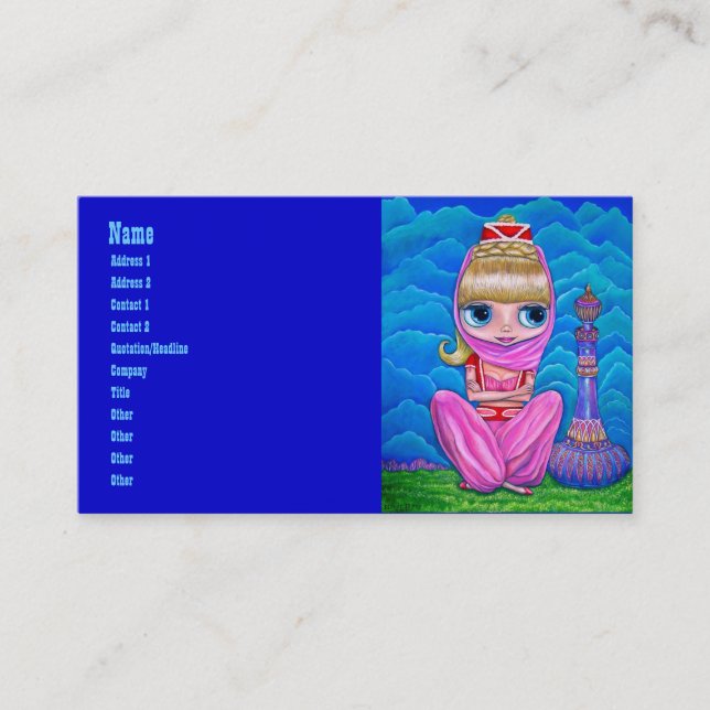 Pink Genie and Her Magic Bottle Business Card (Front)
