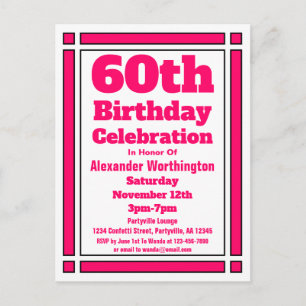 Pink Geometric 60th Birthday Invite Postcard