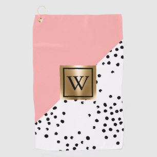 Pink Geometric and Polka Dots Golf Towel