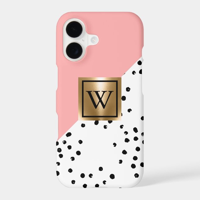 Pink Geometric and Polka Dots iPhone Case (Back)