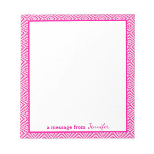 Pink Geometric Border with Monogram Notepad