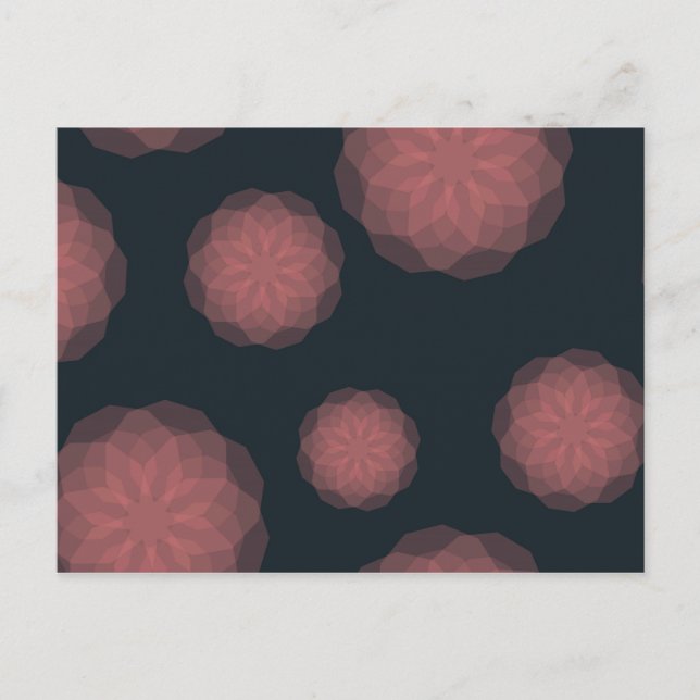 Pink, geometric, cool, trendy flower abstraction postcard (Front)