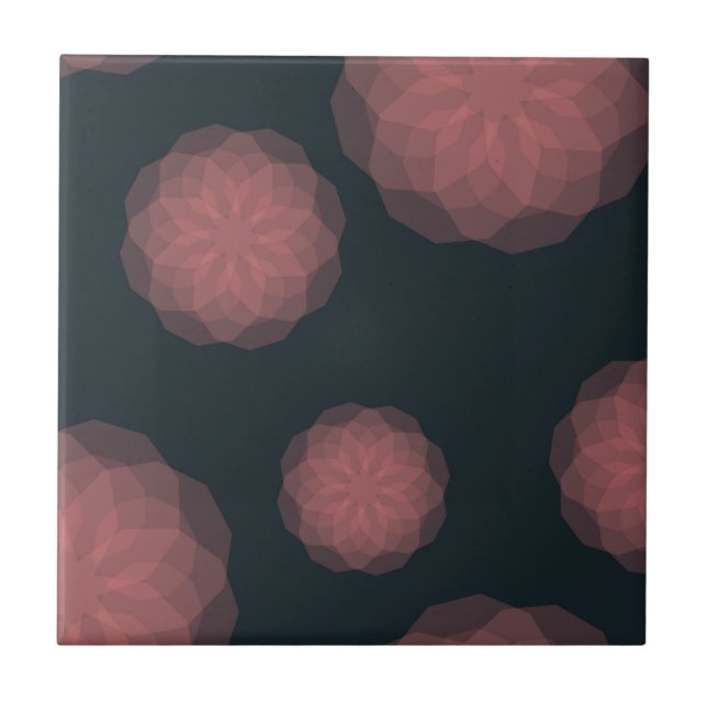 Pink, geometric, cool, trendy flower abstraction tile (Front)