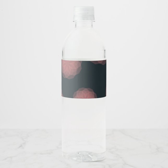 Pink, geometric, cool, trendy flower abstraction water bottle label (Front)