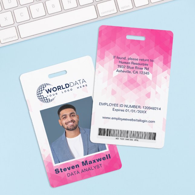 Pink Geometric Custom Employee ID Badge (Creator Uploaded)