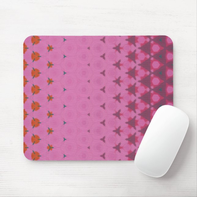 Pink geometric design mouse pad (With Mouse)