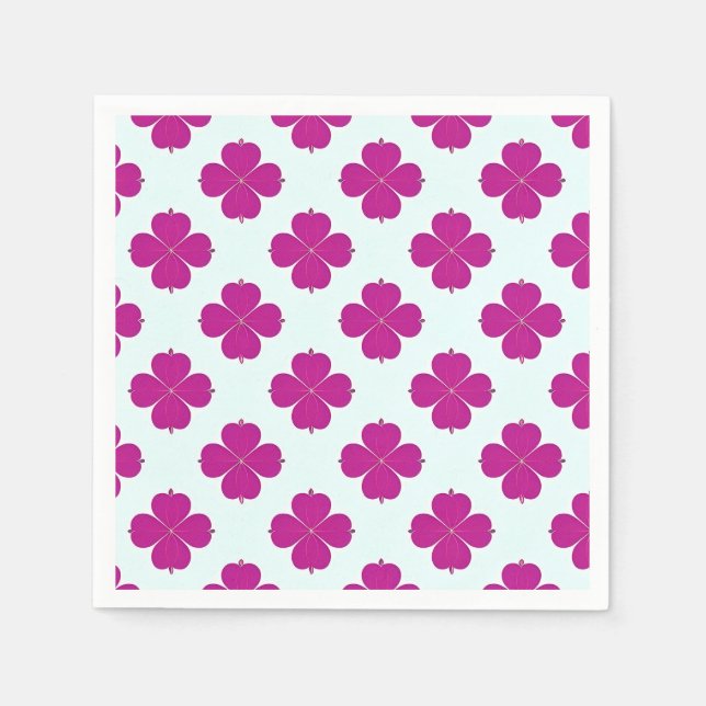 Pink Geometric Flowers on a Light Background Napkin (Front)