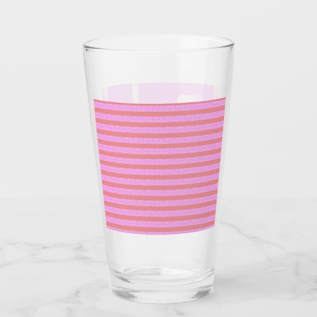 Pink Geometric Glass Cup (Front)