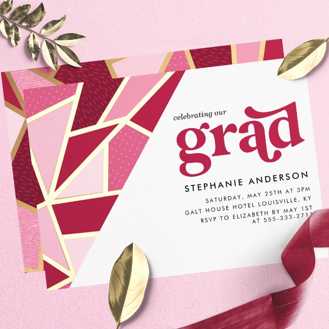 Pink Geometric Gold Modern Graduation Party (Creator Uploaded)