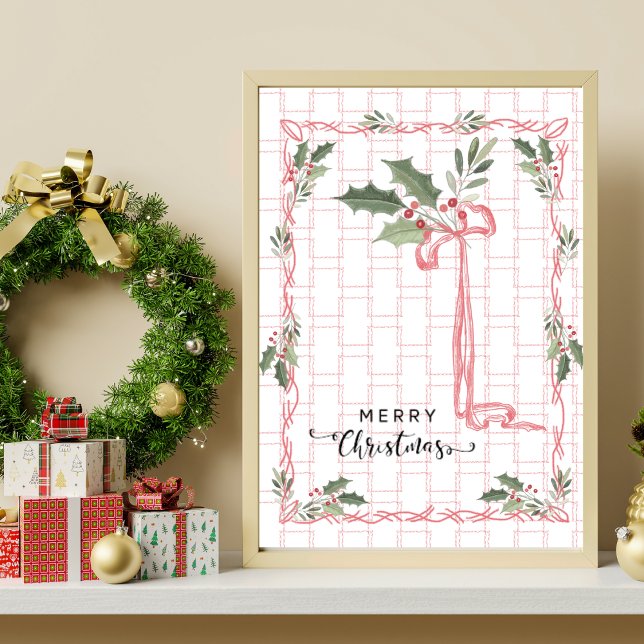 Pink Geometric Holly Berry Art Poster (Creator Uploaded)