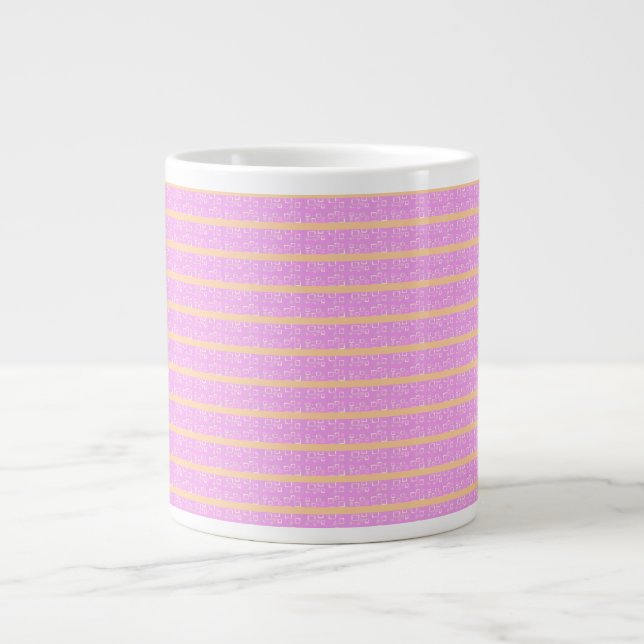 Pink Geometric  Large Coffee Mug (Front)