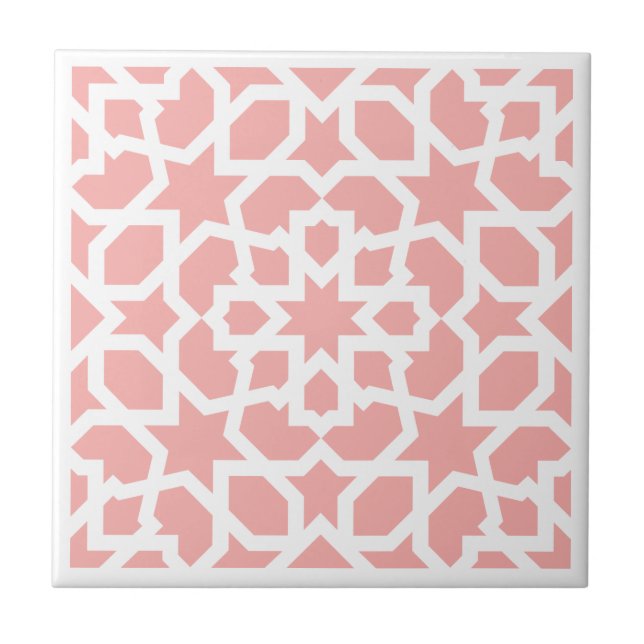 Pink geometric Moroccan tile mosaic in (Front)