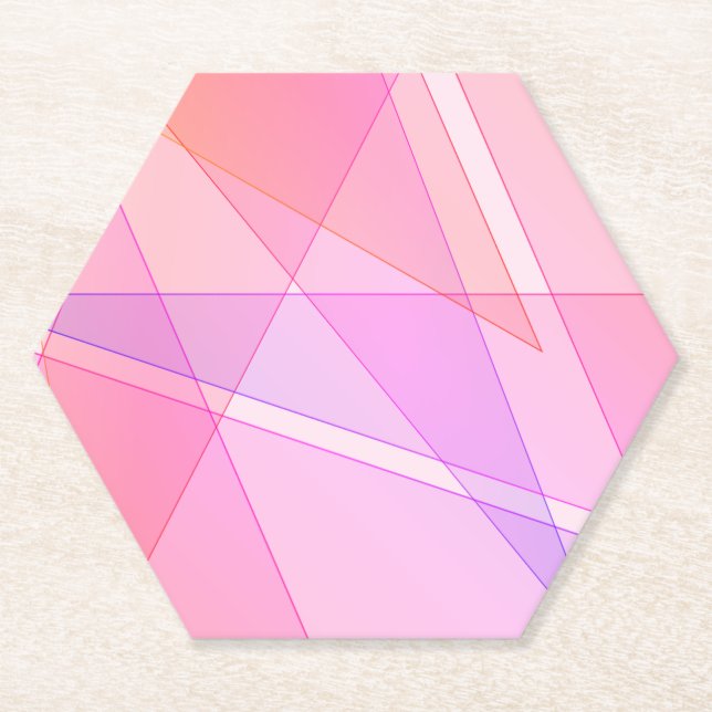 Pink Geometric  Paper Coaster (Front)