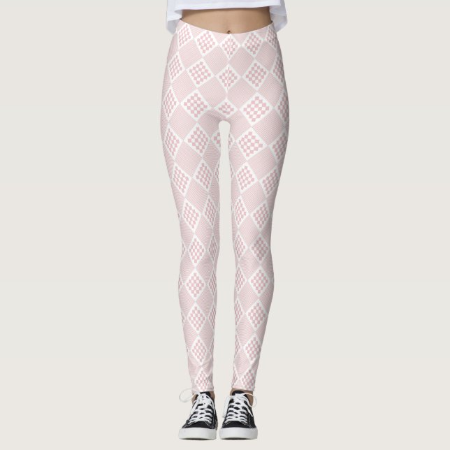 Pink Geometric Pattern Background Leggings (Front)