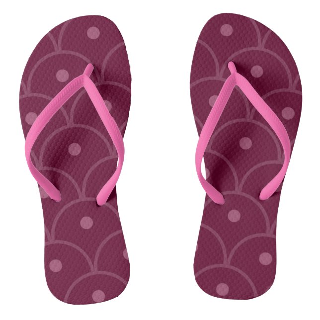 Pink Geometric Pattern Flip Flops (Footbed)