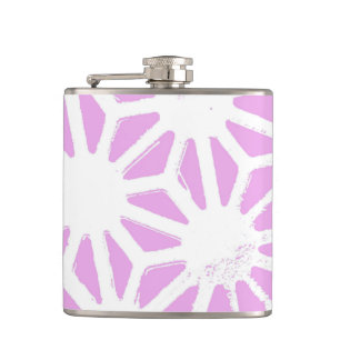 Pink geometric pattern hip flask