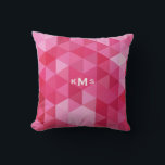Pink Geometric Pattern Monogram Pillow<br><div class="desc">Customisable pillow featuring a gradient of a pink geometric triangles pattern. This modern monogram pillow will be a perfect accent to any room.</div>