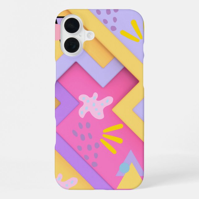 Pink Geometric pattern trendy mid century modern iPhone Case (Back)