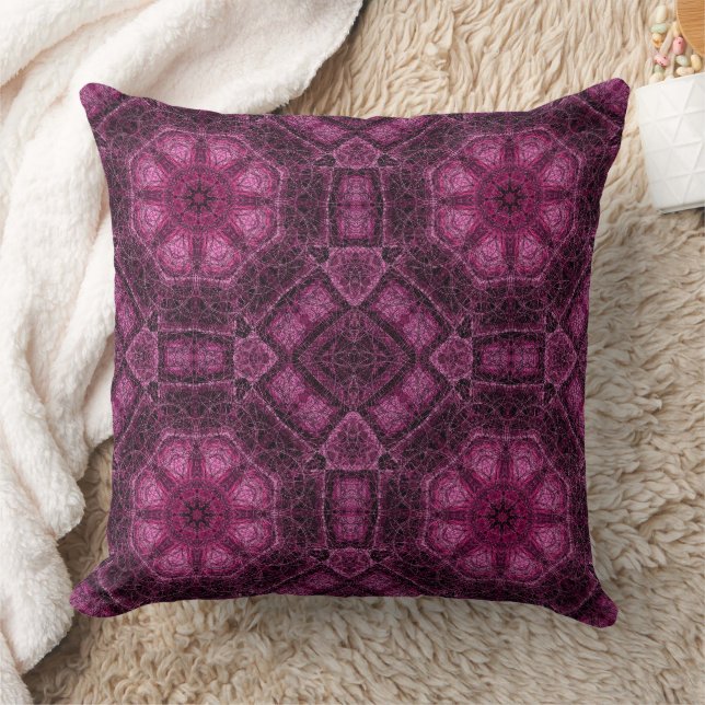 Pink Geometric Pattern with Floral Mandala Glow Cushion (Blanket)