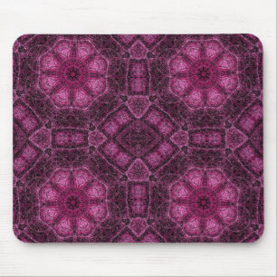Pink Geometric Pattern with Floral Mandala Glow Mouse Mat