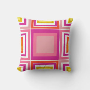 Pink geometric print retro cushion