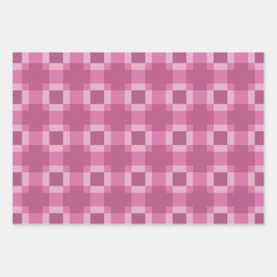Pink Geometric Quilt Block Pattern Wrapping Paper Sheet