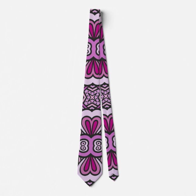 Pink Geometric Seamless Pattern Tie (Front)