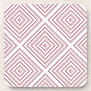 Pink Geometric Squares Coaster