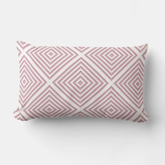 Pink Geometric Squares Lumbar Cushion (Front)